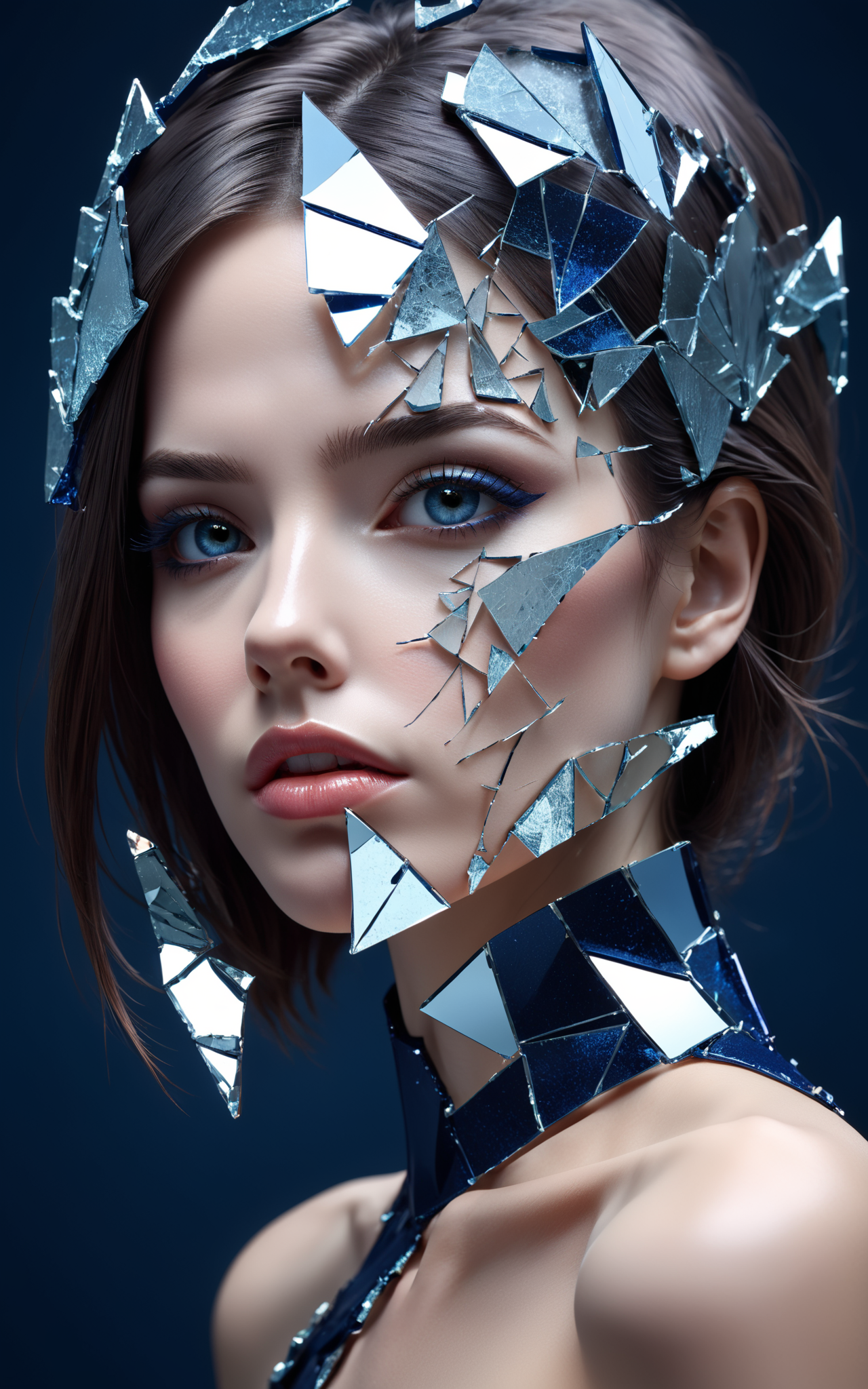 03405-3766481538-woman with a broken glass covering her face, stunning cgsociety, cracked mirror, beauty woman with detailed faces, shards, Navy.png